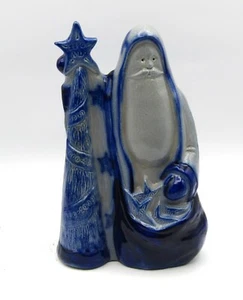 ELDRETH POTTERY SALT GLAZED STONEWARE SANTA CLAUS w/TREE 2001 (8" tall) - Picture 1 of 6