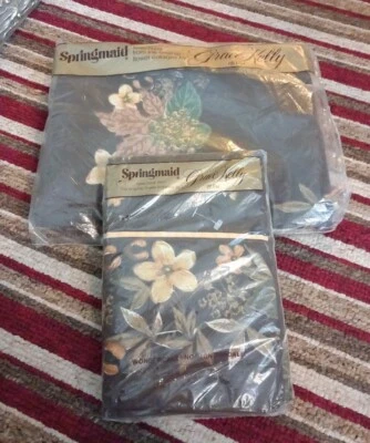 New Vtg SPRINGMAID GRACE KELLY Brown OLIVIA Wild Floral Sheet + Pillowcases Set - Image 1 of 4