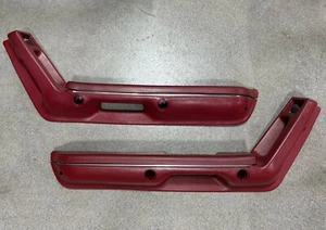 1987-93 Ford Mustang OEM Armrest Set Pair SCARLET Red Manual Window Power Lock - Picture 1 of 7