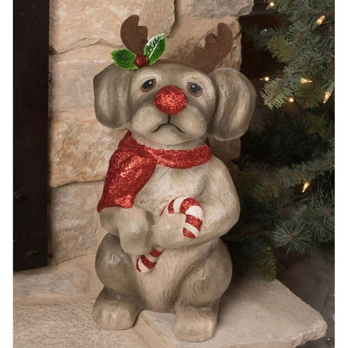 New Bethany Lowe Large Christmas Reindeer Pup Dog Rudolph Paper Mache ...