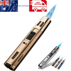 Refillable Butane Torch Lighter Adjustable Cigar Lighter 2 Jet Flame Lighter - Picture 1 of 11