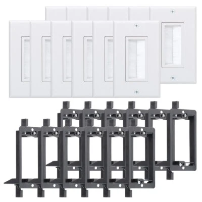 Brush Wall Plate with Low Voltage Mounting Bracket 12-Pack Cable Pass Through - Image 1 of 4