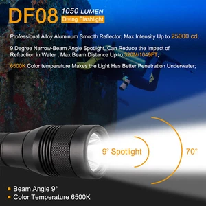Linterna de buceo SecurityIng DF08 Max 1050 lúmenes 150 m bajo el agua IPX8 - Imagen 1 de 12
