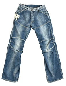 Pantalones de mezclilla vintage G Star crudos para hombre 28x33 azul bordado moto militar doble rodilla logotipo Y2K - Imagen 1 de 16