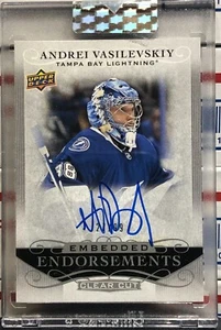2019-20 UD CLEAR CUT ANDREI VASILEVSKIY, #EE-AV, AUTO, EMBEDDED, SERIAL #27/99 - Picture 1 of 3