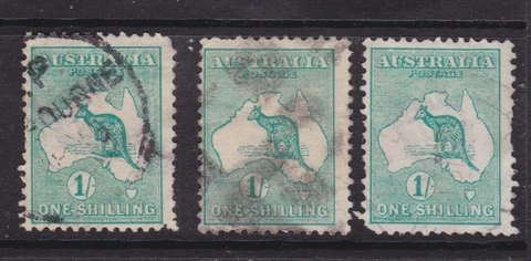AUSTRALIA KANGAROO 1913 1/- Blue-Green 1st WMK X3 USED SG 11a (NF127) Cover