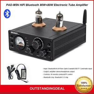 PAD-M5N HiFi Bluetooth 80W+80W Electronic Tube Amplifier with Power Adapter os67 - Picture 1 of 5