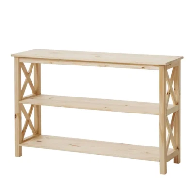 Rectangle Console Table Unfinished Natural Pine Wood 1 Shelf 48 X 30 X 14 Inch - Image 1 of 4