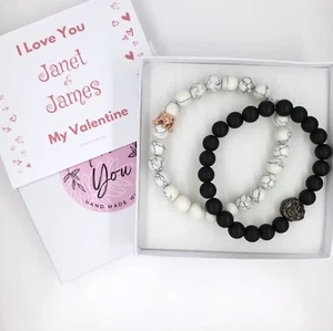 Cute Matching Couples Love Beads Bracelets Set for Women Girls, Valentines Day - Picture 1 of 20