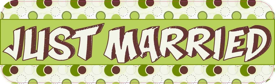 10X3 Polka Dot Just Married Bumper Sticker Vinyl Decal Car Wedding Sign Decals - Image 1 of 1
