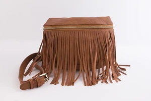 Women's Pixie Brown Fringe Leather Shoulder Bag - Picture 1 of 3