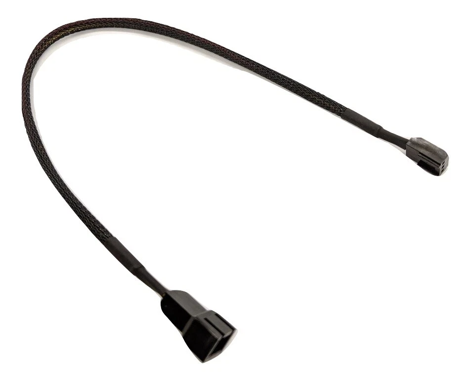 24" 3-Pin Computer Case Fan Male to Female Extension Adapter Cable Black Sleeved - Image 1 of 1