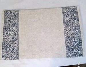 Handgewebtes Beige & Blau Baumwolle Leinen Tischset 4er Set mit Ethno Muster Bordüre - Bild 1 von 6