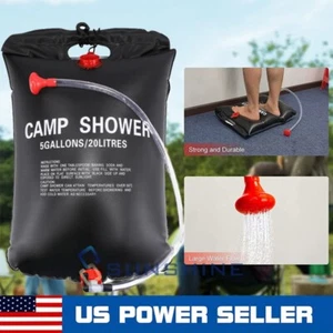 Outdoor 5 Gallons Solar Camping Shower Bag for Pop Up Toilet Shower Privacy Tent - Picture 1 of 49