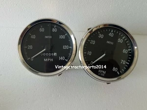 Smiths Réplica 100MM Velocímetro 0-225.3km/H + 0-80 Tacómetro Reloj Wise BC - Imagen 1 de 3