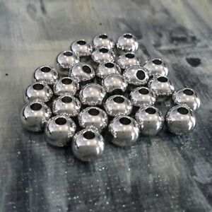 304 Stainless Steel, 6mm Round Spacers, Silver, 100 pieces, Free postage 