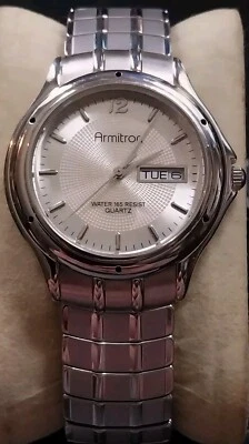 Vintage Armitron Day & Date Quartz Watch 20/1365 SS Flex Band New Battery - Image 1 of 4