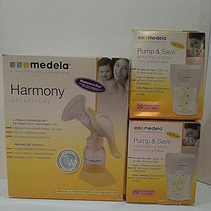Medela Harmony Manual Breast Pump BPA Free w/40 Pre-Sterilized Bags Lot NEW b11 - Picture 1 of 4