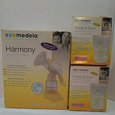 Medela Harmony Manual Breast Pump BPA Free w/40 Pre-Sterilized Bags Lot NEW b11 - Image 1 of 4