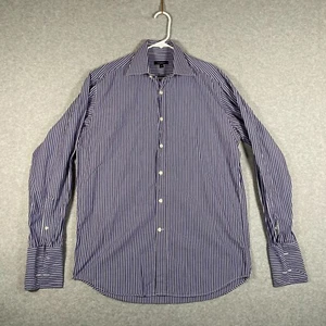 Burberry London Shirt Adult Size 39 Blue White Stripe Long Sleeve Button Up Mens - Picture 1 of 9