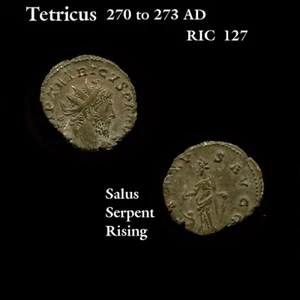 TETRICUS 273 AD Salus Futterschlange Ausgleichsanker. Bronzemünze Römisches Reich - Bild 1 von 1