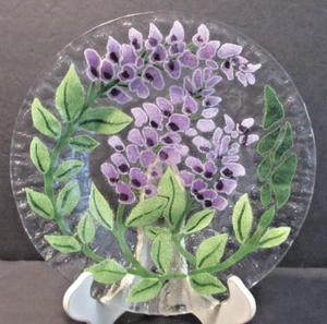 Sydenstricker Fused Art Glass Ruffle Edge Plate Dish Purple Wisteria SIGNED 8.5" - Picture 1 of 7