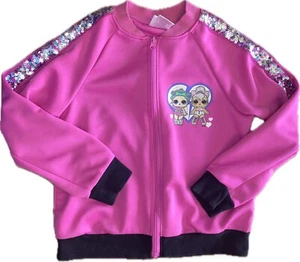 Girls L.O.L. Zip Down Sweatshirt  Pink And Black 7/8 - Picture 1 of 2