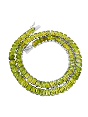 Mens Tennis Chain Peridot 925 Silver Mens Octagon Peridot Tennis Necklace Men - Image 1 of 4