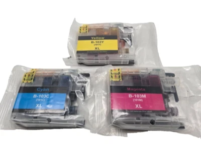(3) XL Ink Cartridges for Brother Yellow B-103Y * Cyan B-103C * Magenta B-103M * - Image 1 of 4