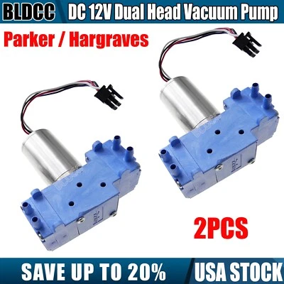 2PCS High-Efficiency Parker / Hargraves DC 12V Double Head Diaphragm Vacuum Pump - Image 1 of 4