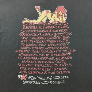 Vintage 93X Fest 2000 T Shirt Mens 2XL Black Slipknot Stone Temple Pilots Pinup - Picture 1 of 15