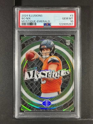 2024 Panini Illusions #3 Bo Nix Mystique Emerald PSA 10 250009 - Image 1 of 2