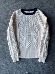 Brooks Brothers Black Fleece Cable Knit Sweater Chunky Size BB2 Scotland White - Picture 1 of 14