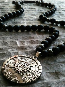 Collana ciondolo segno zodiacale onice ematite catena uomo donna - Foto 1 di 5