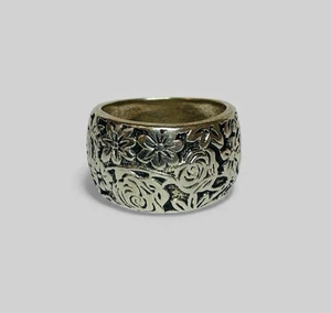 Silpada Sterling 925 Silver Etched Floral Ring R1583 Size 9.25 - Picture 1 of 7