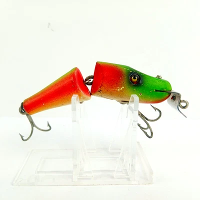 Vtg Creek Chub BABY PIKIE Rainbow Fire 2731 Jointted Wood Glass Eyes 3.5" NICE - Image 1 of 4
