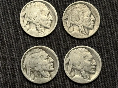 Cuatro níquel Buffalo 1913-P tipo 1 (en montículo) - estado circulado original Foto 1 de 2
