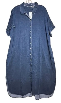 NWT Soft Surroundings Je Veux Midi Shirt Dress Size 2X Denim Blue Closet Staple - Image 1 of 4