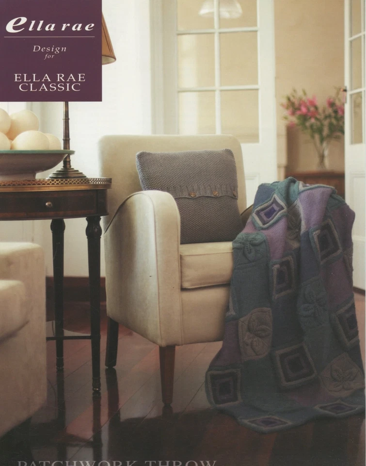 Ella Rae Classic Knitting Pattern - Patchwork Throw - Image 1 of 2