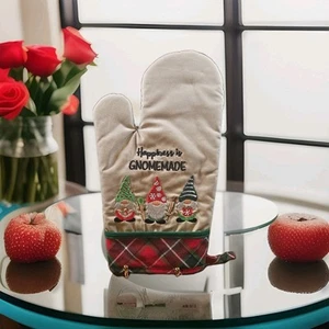 Christmas Gnome Oven Mitt Happiness Is Gnomemade Holiday Seasonal Kitchen Decor - Picture 1 of 6