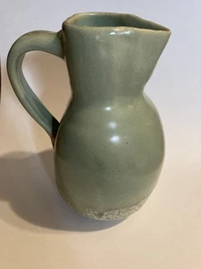 Vintage Mid Century Modern Green Art Pottery Water Pitcher Jug - Picture 1 of 5