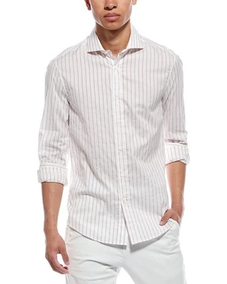 CAMISA BRUNELLO CUCINELLI HOMBRE 100% ALGODÓN RAYAS MANGA LARGA MM6361718_C035 NUEVA CON ETIQUETAS Foto 1 de 2