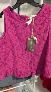 BNWT Matilda Jane Pink Lace Tank Top With Frill Bottom For Girls Size 12 - Picture 1 of 3