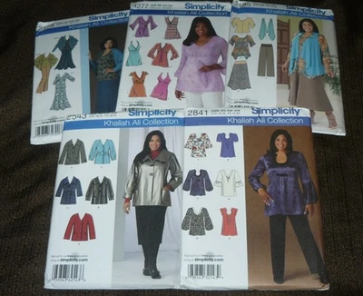 Lot 5 Simplicity Khaliah Ali Collection Patterns Plus Sizes Uncut Tops Jacket... - Image 1 of 4