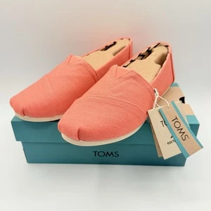 Toms Womens Alpargata Heritage Canvas Cotton Slip On Shoes Peach Pink SZ 9 NEW - Picture 1 of 13
