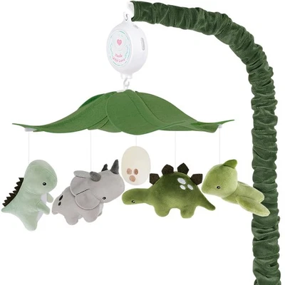 Dinosaur Crib Mobile – Grey and Green Dino Baby Crib Mobile with 3-Mode Music... - Image 1 of 4