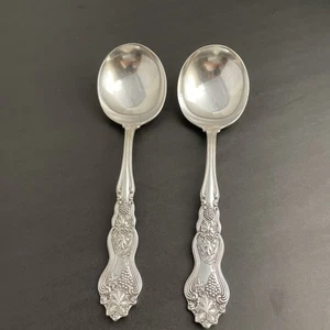 2 MOSELLE Versilberte Gumbo Suppenlöffel Amerikanisches Silber Co Kein Monogramm - Bild 1 von 11