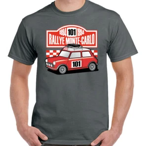 Rallye Monte Carlo T-Shirt Mini Cooper Herren Klassisch Auto Fahrer Top Rennen - Picture 1 of 20