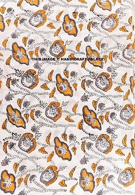 5 Yard Floral Print Cotton Indian Sewing Craft Accessorie Natural Running Fabric - Image 1 of 2