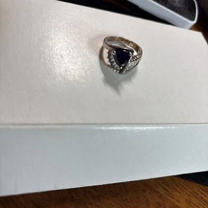 198 CA DQCZ Sterling Silver 925 Sparkling Sapphire & CZ Cocktail Ring - Sz8.25 - Picture 1 of 11